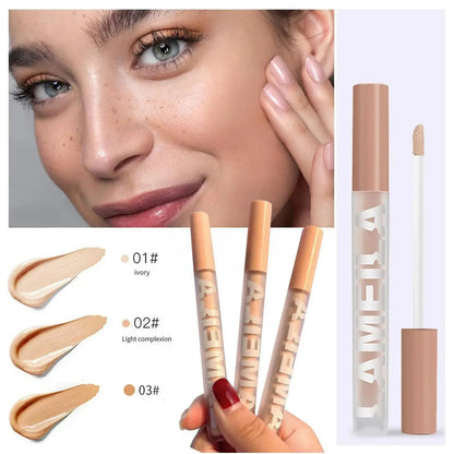 Close-up view of concealer shades being applied to skin