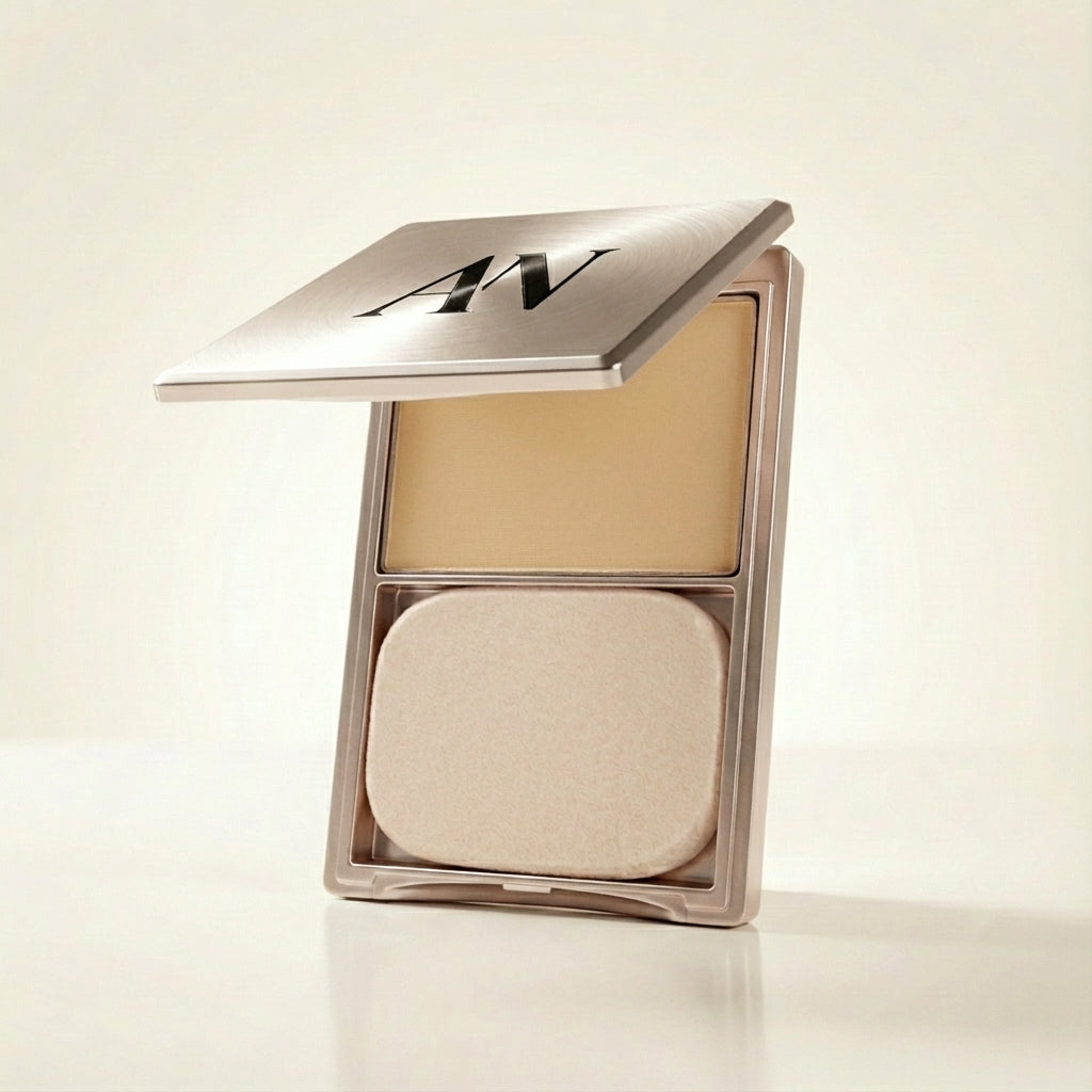 Application de la poudre avec pinceau à maquillage