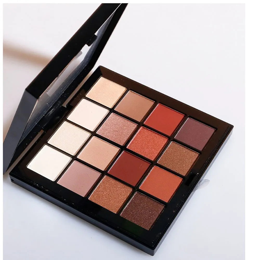 Eye makeup look created using warm neutral eye shadow palette