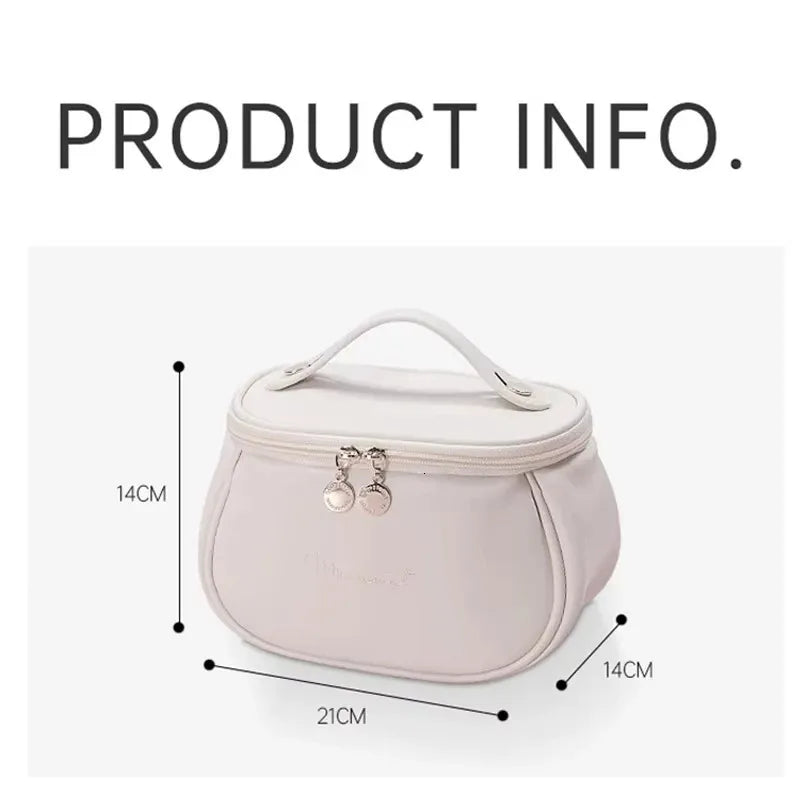 Open interior of the travel cosmetic bag showing organized storage spaces