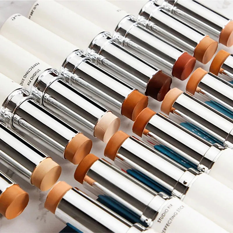 Close-up view of color correcting stick tip with product visible
