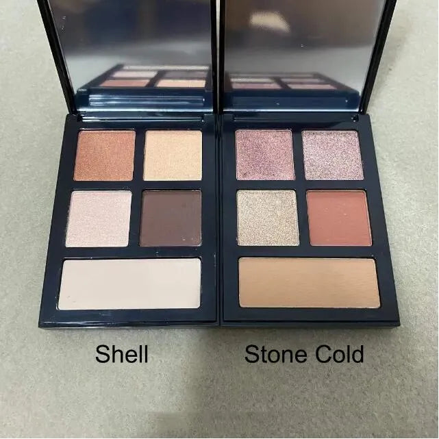 Eye shadow palette in compact case with mirror for makeup application