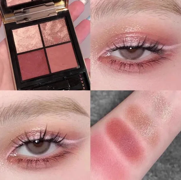 Compact eyeshadow palette showing four coordinated color shades
