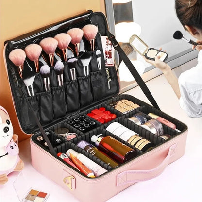 Waterproof PU leather cosmetic bag with zipper closure