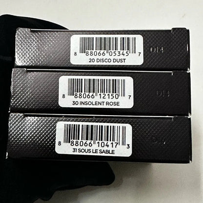 Close-up view of pearly and matte eyeshadow textures