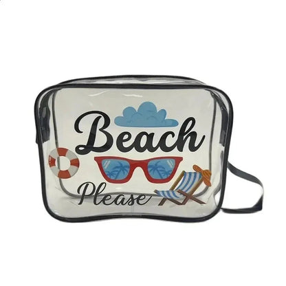 Transparent PVC cosmetic bag set with multiple sizes for organization