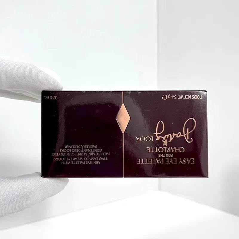 Six-color eyeshadow palette with matte and shimmer shades