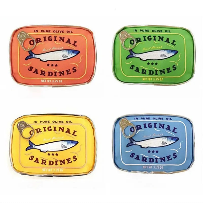 Retro canned sardines style cosmetic bag in beige color