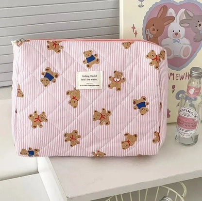 Interior view of the makeup bag showing compartments for organization