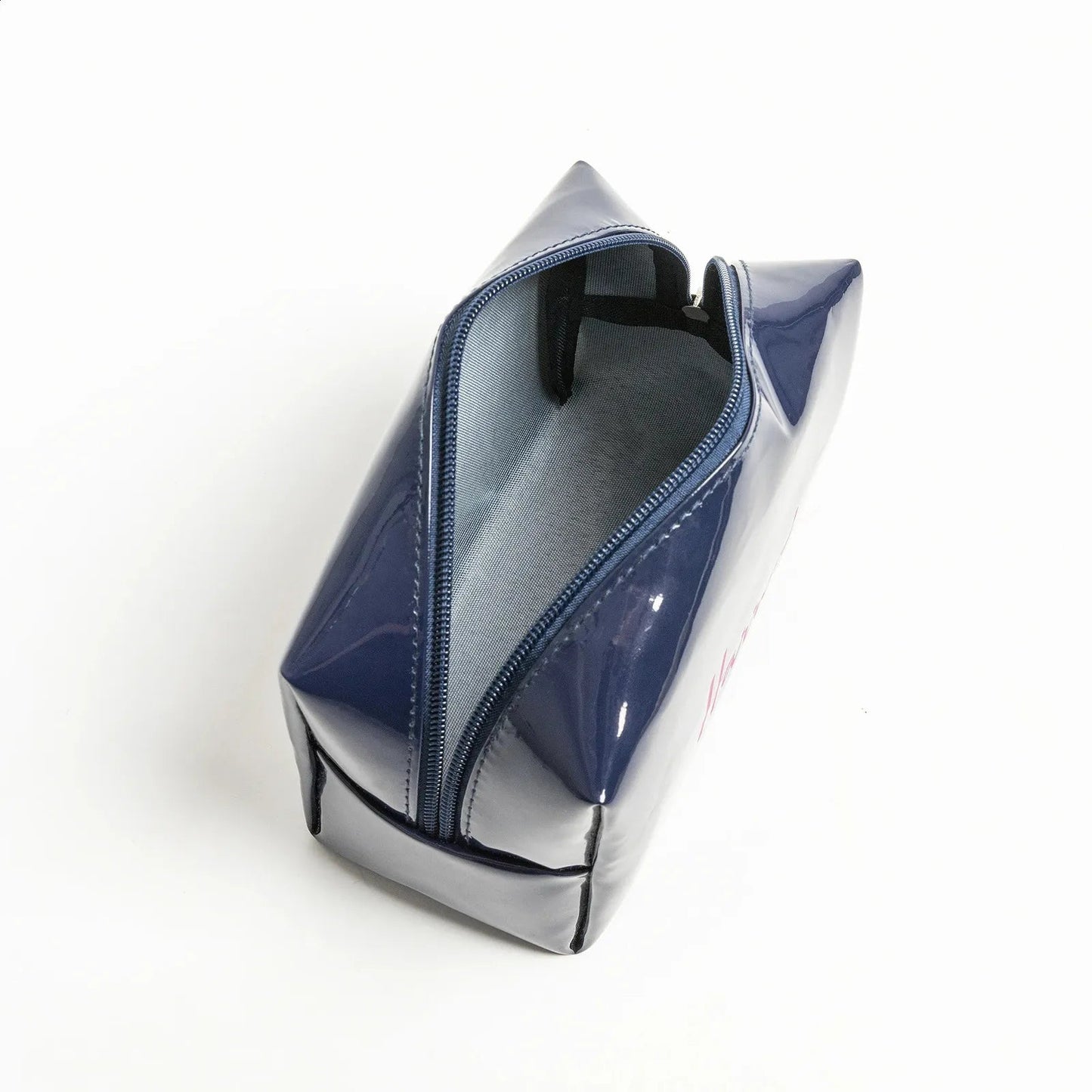 Interior view showing multiple compartments for organizing toiletries