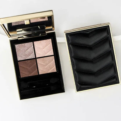Close-up view of the matte eyeshadow palette showing gradient shades