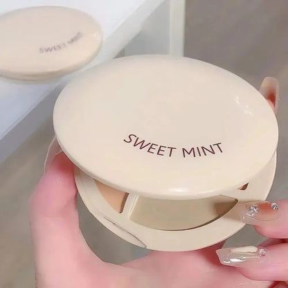 Makeup palette with cream-based concealer shades arranged in compact case