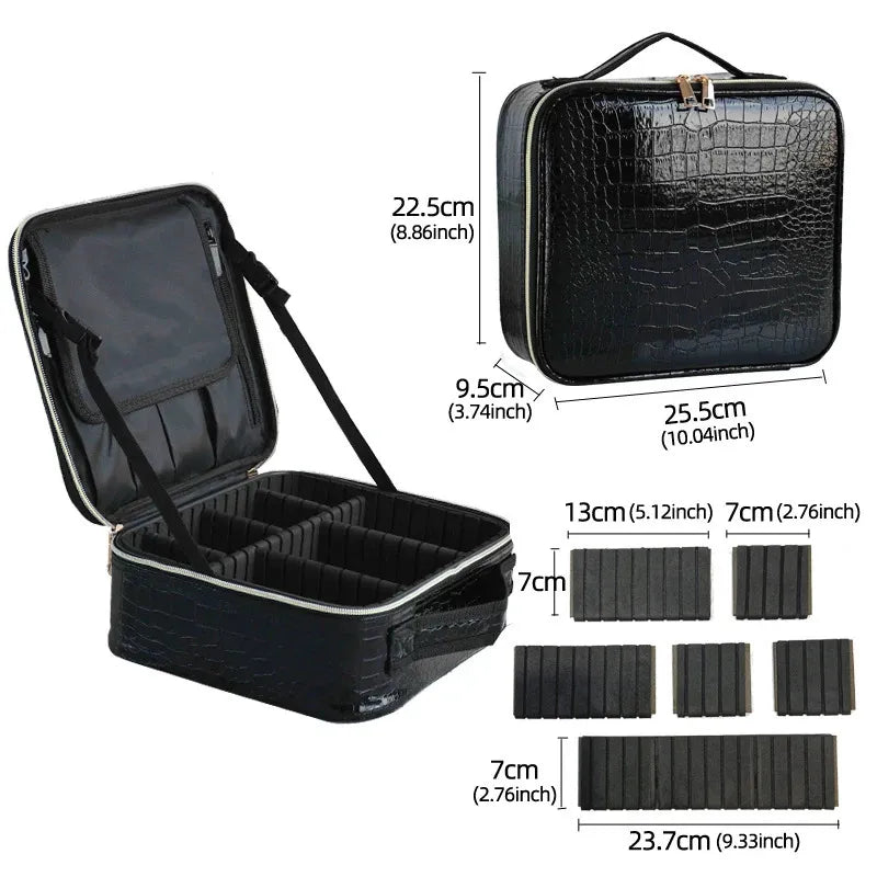 Travel makeup bag with secure closure mechanism