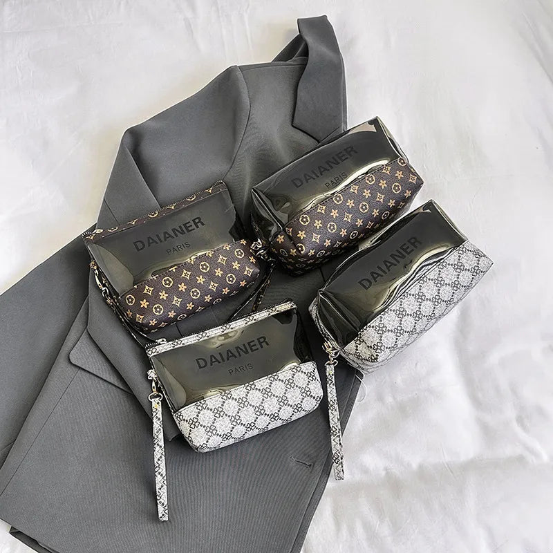 Interior view of toiletry bag showing multiple compartments for organization