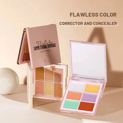 Concealer palette with applicator tool demonstrating three usage techniques