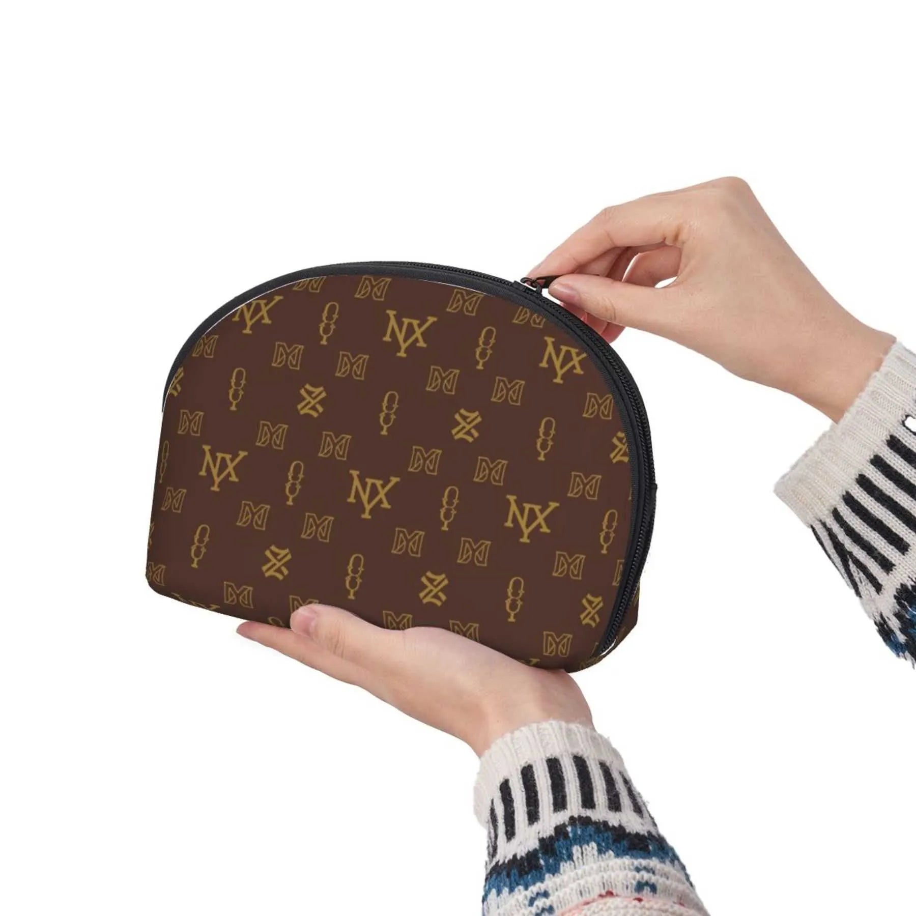 Open interior of cosmetic bag showing spacious compartment for organization
