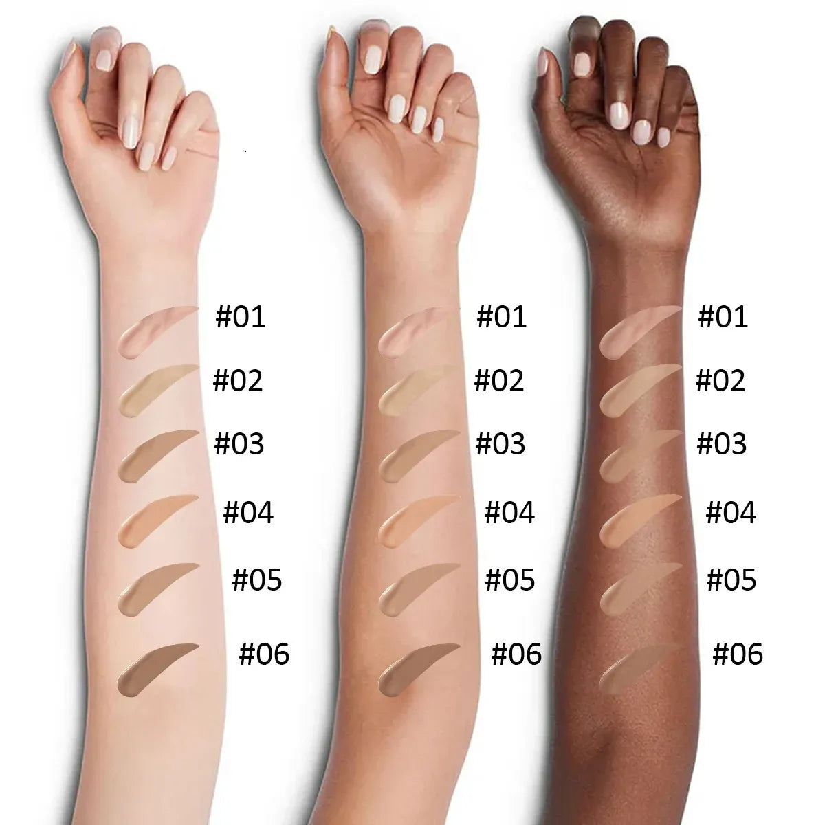 Concealer swatches demonstrating different available colors