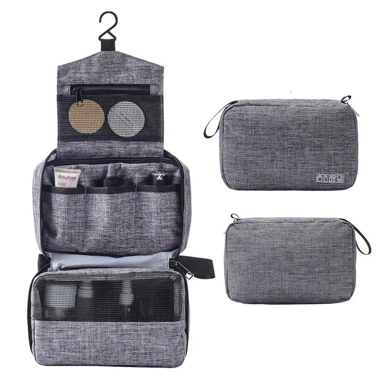 Folding cosmetic organizer with pendant handle in closed position