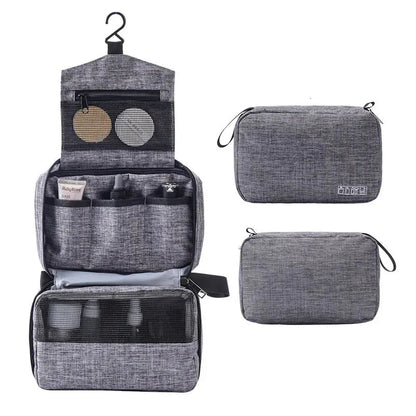 Folding cosmetic organizer with pendant handle in closed position