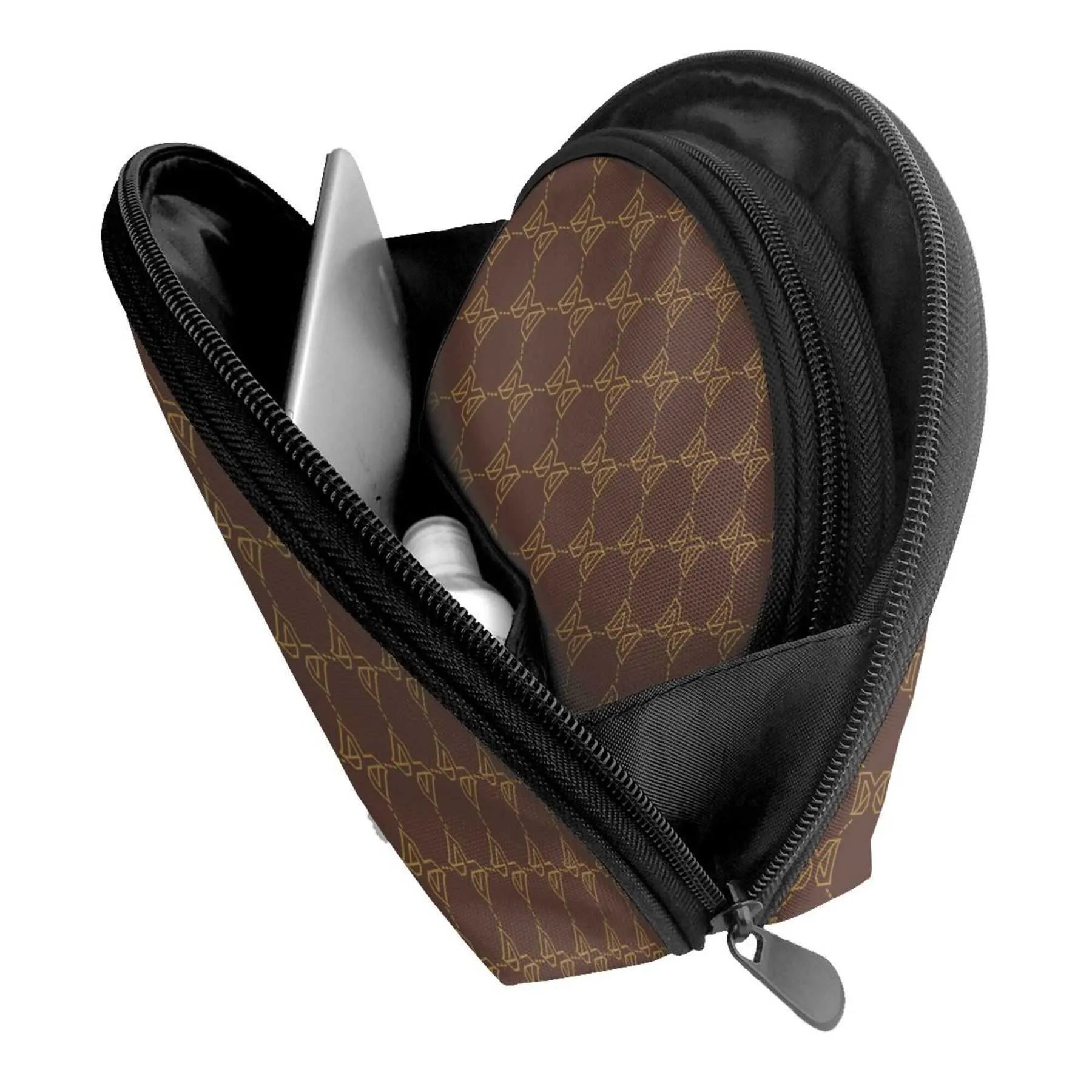 Open interior view showing spacious compartment for cosmetics