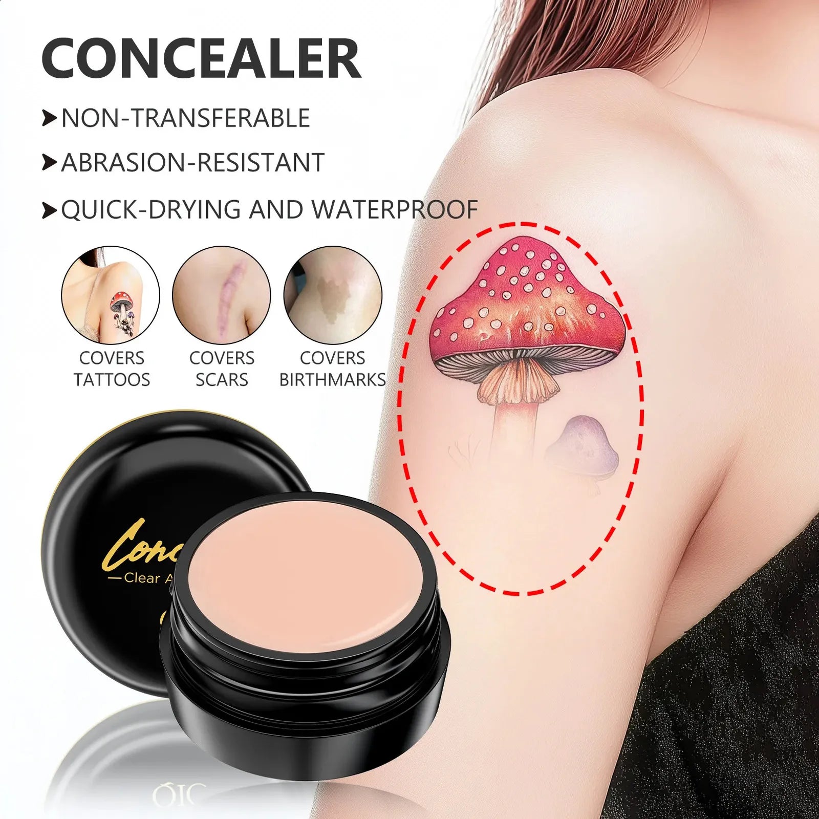 Close-up of makeup applicator with concealer product