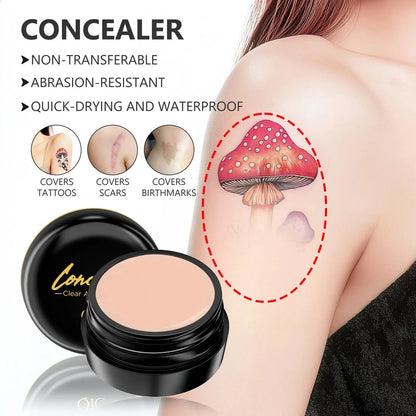 Close-up of makeup applicator with concealer product