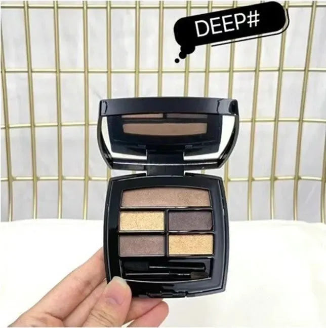 Five eyeshadow shades arranged in a compact palette for natural makeup looks