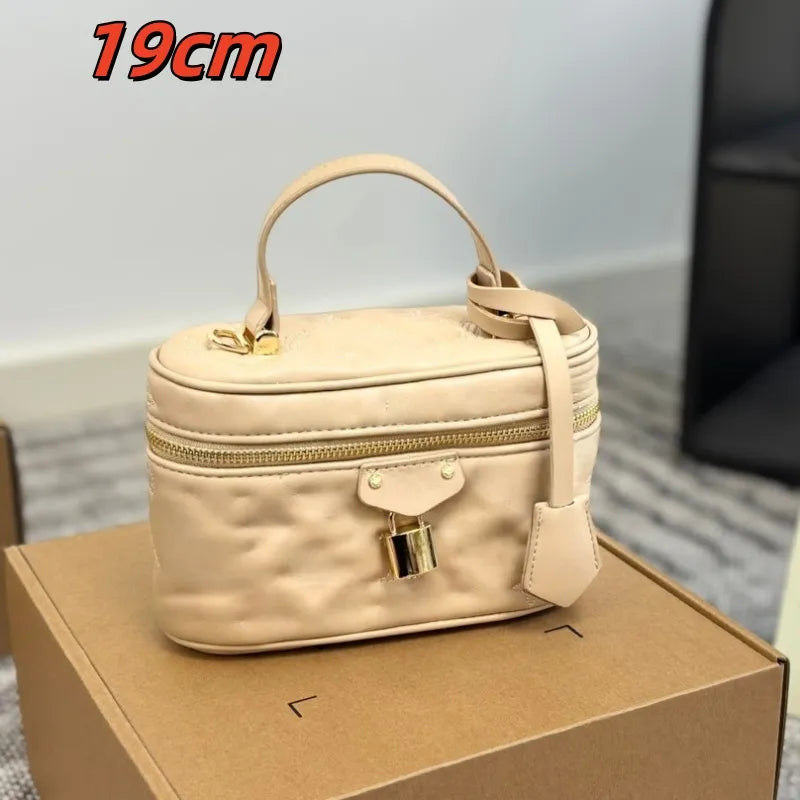Side view showing the compact size and zippered closure