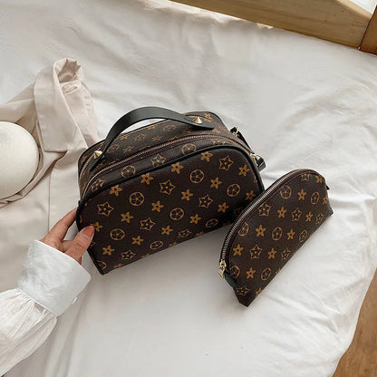 Interior view of cosmetic storage bag with multiple compartments