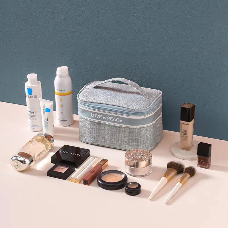 Side profile of the portable cosmetic organizer with storage box for size reference