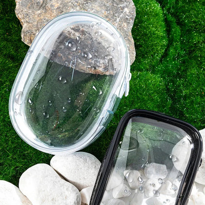 Transparent PVC storage pouch with double zippers closed