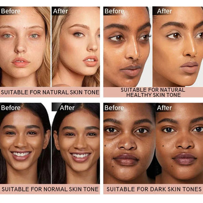 Makeup palette with different colored concealers arranged in compact case