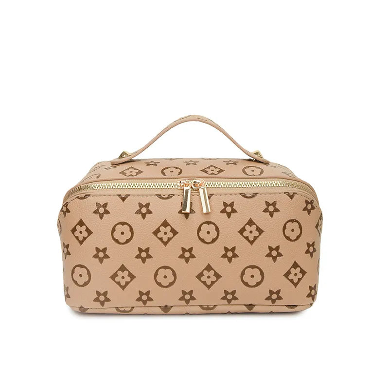 Portable storage pouch with print design for makeup and toiletry items