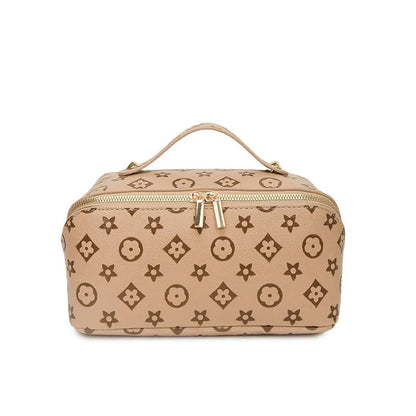 Portable storage pouch with print design for makeup and toiletry items