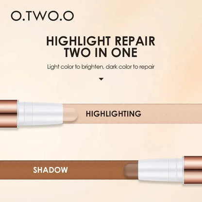 Close-up view of makeup stick applied to create facial contour and highlight effects