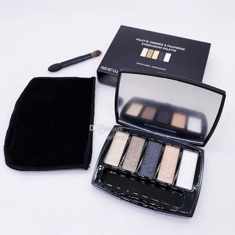 Five shimmer eyeshadow colors in a compact palette