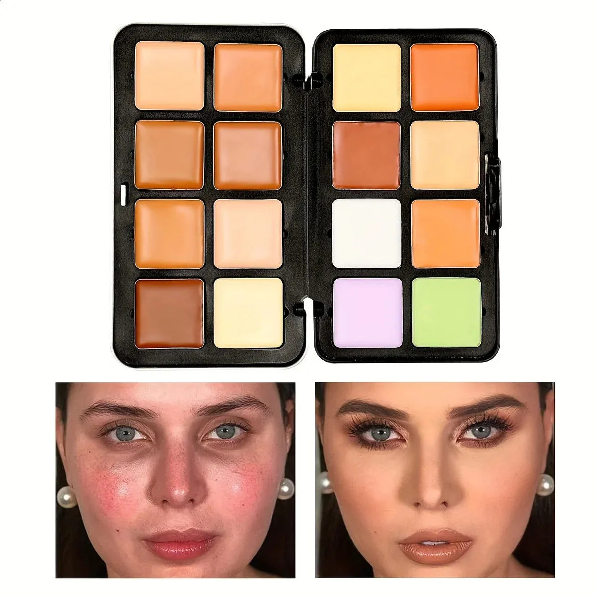 Close-up view of matte finish concealer shades in neutral brown tones