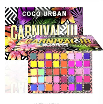 Open 40-color eyeshadow palette showing matte and shimmery shades
