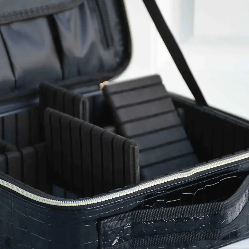 PU leather makeup bag with crocodile texture pattern
