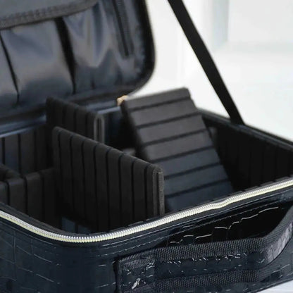 PU leather makeup bag with crocodile texture pattern