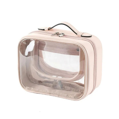 Double-layer waterproof makeup bag with brush storage in black color