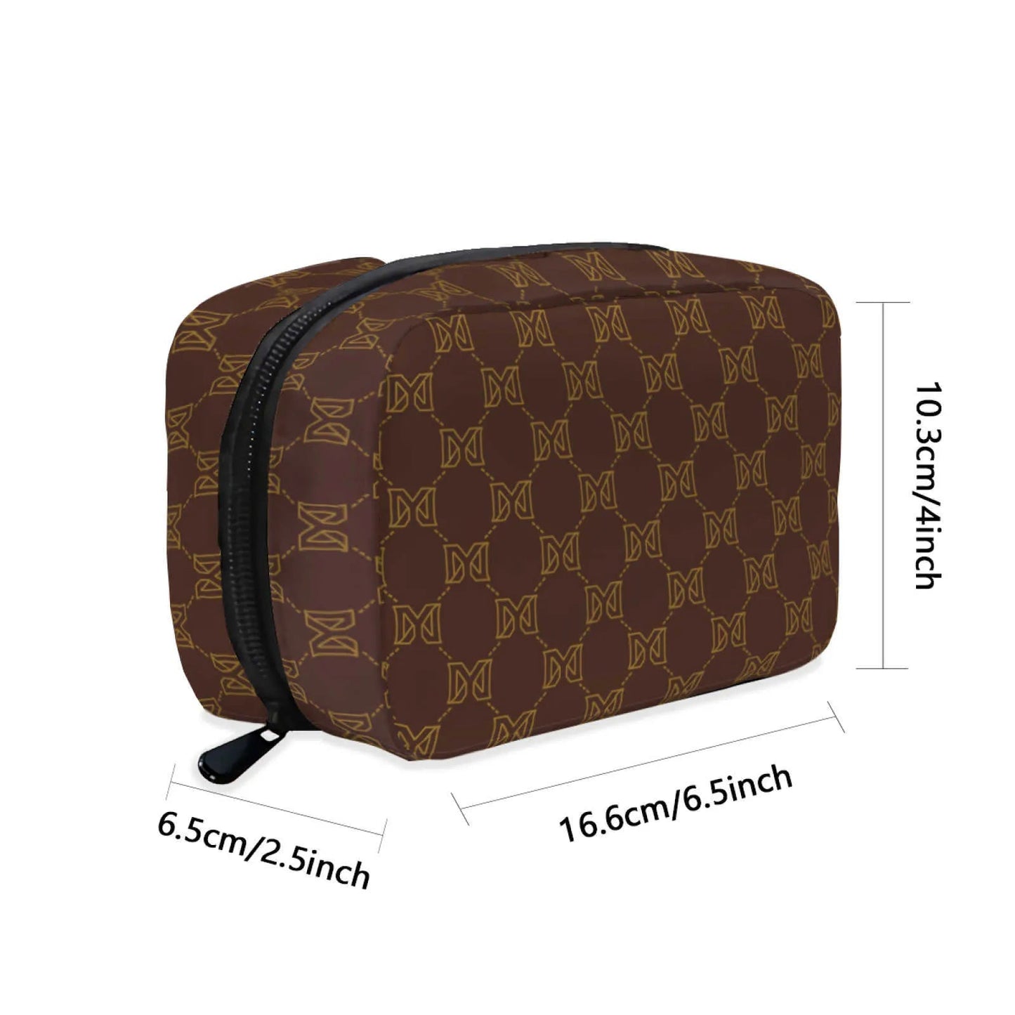 Makeup bag in brown color with stitching detail