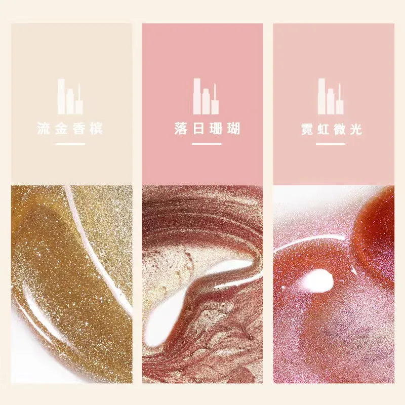 Close-up of metallic liquid eyeshadow application on eyelid