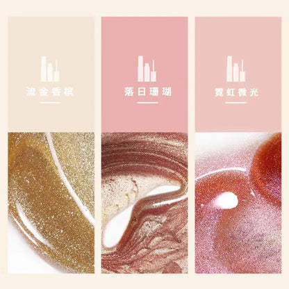 Close-up of metallic liquid eyeshadow application on eyelid