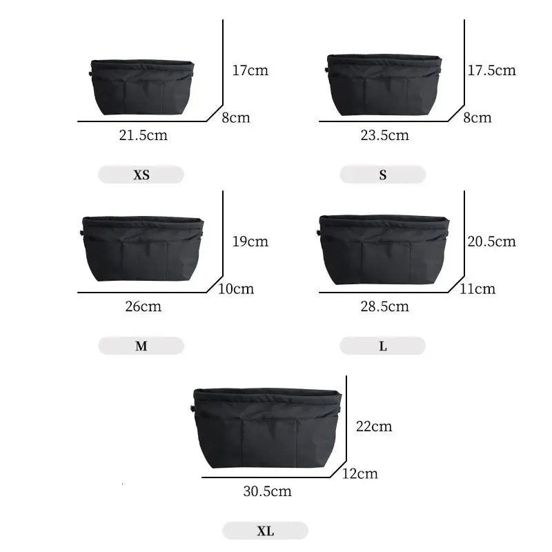 Interior view of organizer showing compartment layout