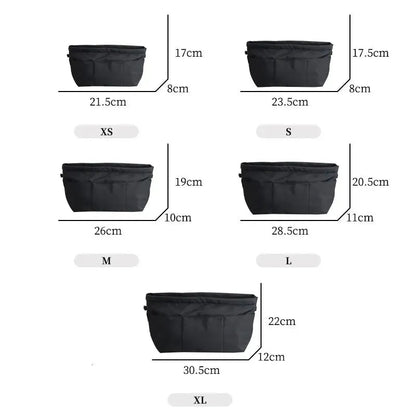 Interior view of organizer showing compartment layout