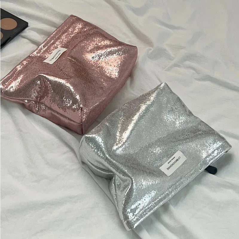 Makeup bag in use with cosmetic items neatly stored