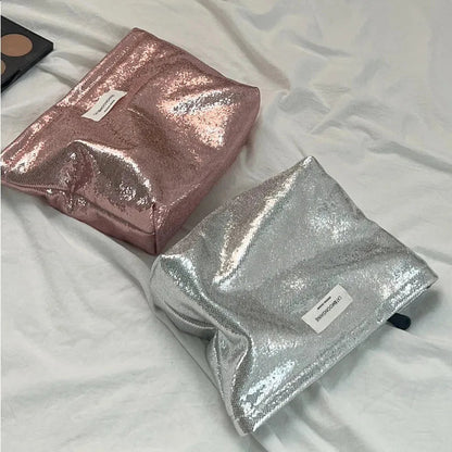 Makeup bag in use with cosmetic items neatly stored