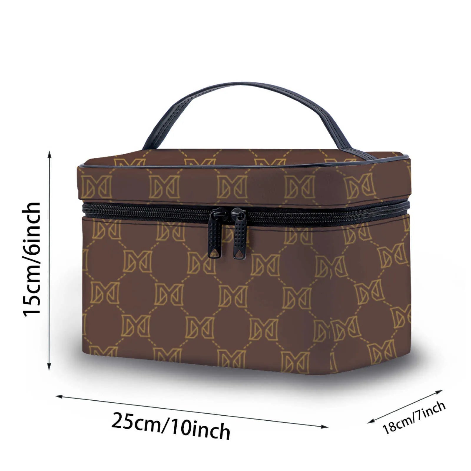 Interior view of cosmetic organizer bag showing multiple compartments for storage