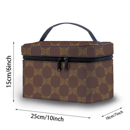 Interior view of cosmetic organizer bag showing multiple compartments for storage